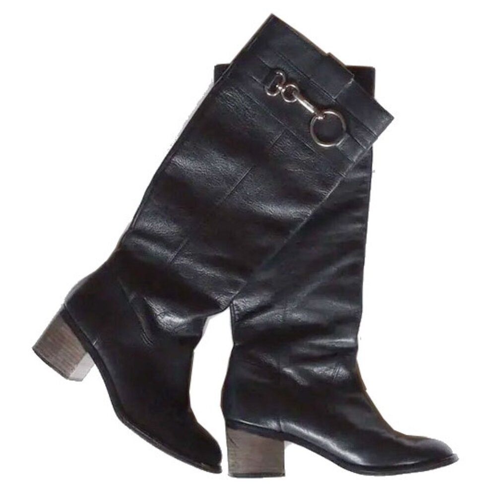 Coach Audrie Leather Riding Boots 5.5 Black Horsebit